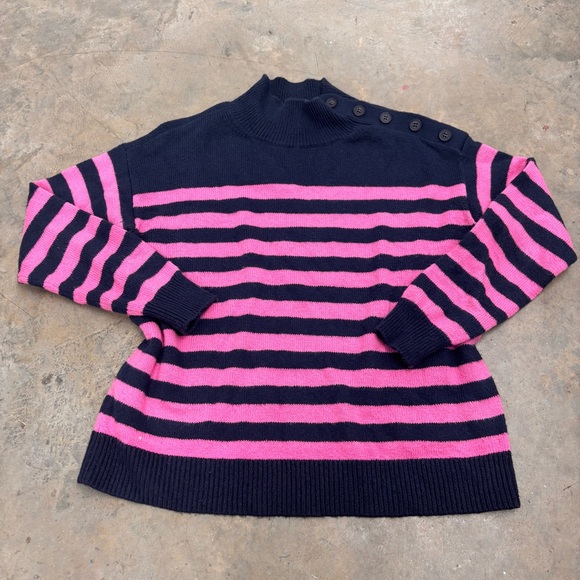 LOFT Sweaters - Loft Mock Neck Sweater Stripe blue and pink Womens Size Medium